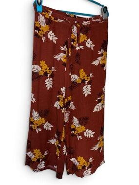 Tahari Rust Floral Wide-Leg Pants